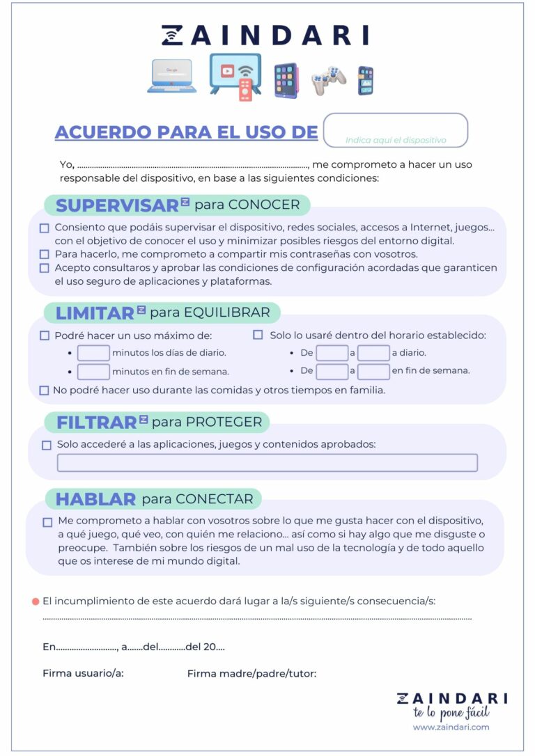 acuerdo de buen uso de pantallas